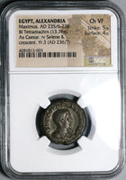 236 NGC Ch VF Maximus Caesar Egypt Alexandria Tetradrachm Selene Bust Pedigree (25020404C)