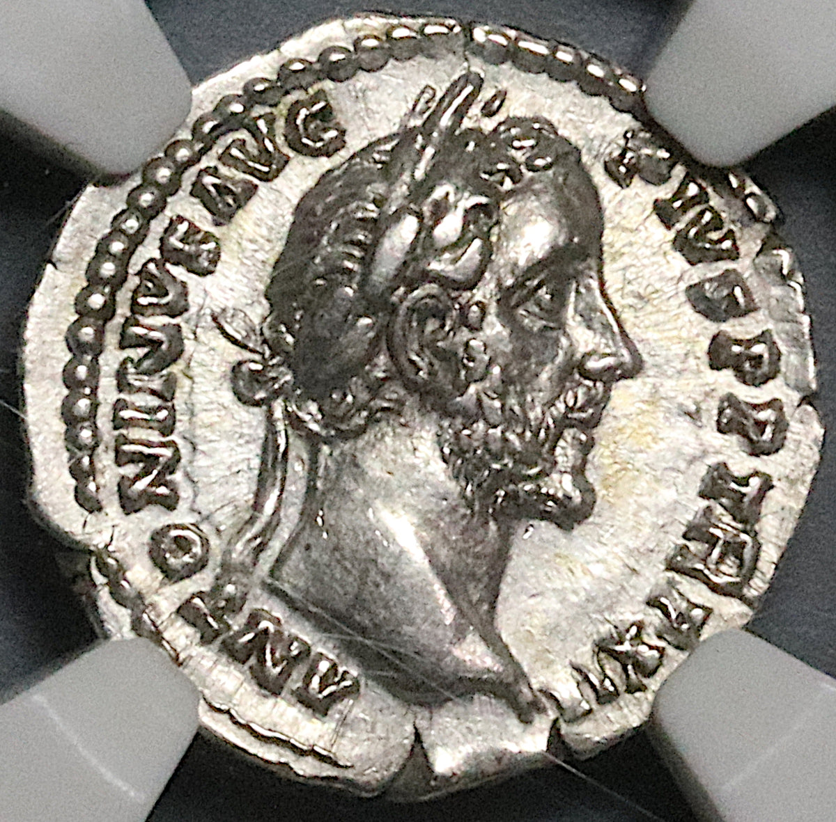 148 Antoninus Pius NGC Ch AU Roman Empire Denarius Aequitas Scales (24 ...