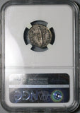 140 NGC XF Antoninus Pius Roman Empire Denarius Apollo Lyre Patera (24073102C)