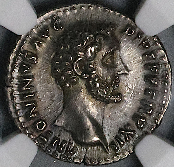 148 NGC AU Antoninus Pius Roman Empire Denarius Felicitas Caduceus (24043004C)