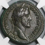 143 NGC VF Antoninus Pius Sestertius Roman Empire Flying Victory Trophy (24032202C)