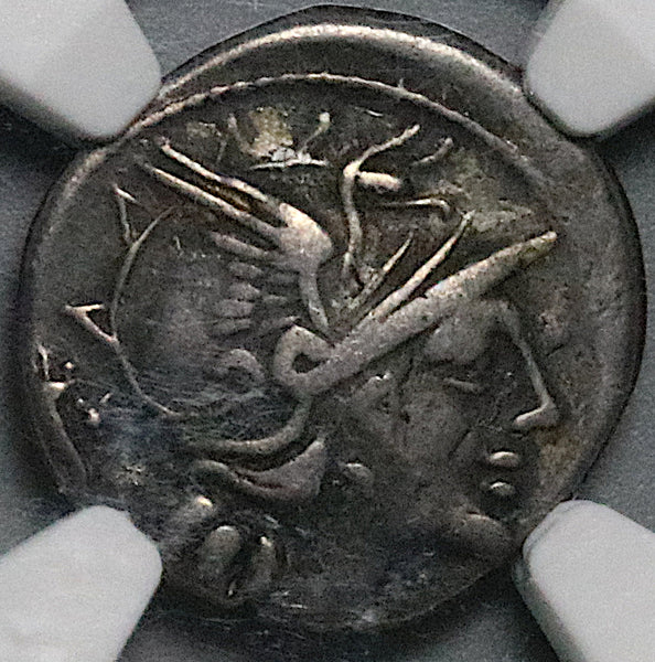 147 BC NGC Ch F Cupiennius Denarius Roman Republic Dioscuri Roma (24062302C)