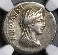 82 BC NGC VF Censorinus Denarius Roman Republic Venus Chariot Biga (24062303C)