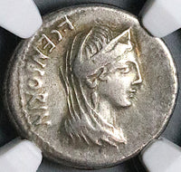 82 BC NGC VF Censorinus Denarius Roman Republic Venus Chariot Biga (24062303C)