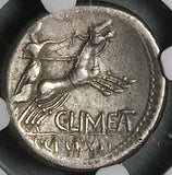 82 BC NGC VF Censorinus Denarius Roman Republic Venus Chariot Biga (24062303C)