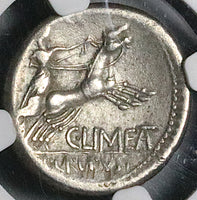 82 BC NGC VF Censorinus Denarius Roman Republic Venus Chariot Biga (24062303C)