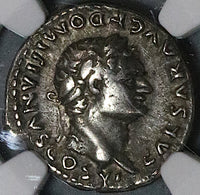 79 NGC VF Domitian Roman Empire Denarius Caesar Vesta Vesuvius Pompeii (23080801C)