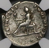 79 NGC VF Domitian Roman Empire Denarius Caesar Vesta Vesuvius Pompeii (23080801C)