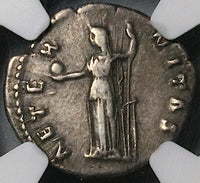 138 Ch F Faustina Sr Roman Empire Posthumous Denarius Veiled Fortuna Aeternitas (24032201C)