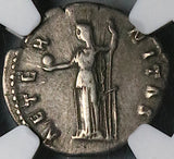 138 Ch F Faustina Sr Roman Empire Posthumous Denarius Veiled Fortuna Aeternitas (24032201C)