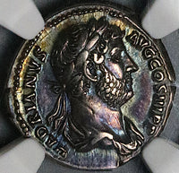 128 NGC XF Star Fine Style 5/5 Hadrian Roman Empire Denarius Africa Visit Commemorative (23112001D)