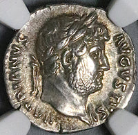 125 NGC Ch XF Hadrian Roman Empire Denarius Roma Spear Parazonium (24101204C)