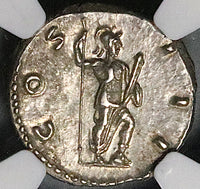 125 NGC Ch XF Hadrian Roman Empire Denarius Roma Spear Parazonium (24101204C)