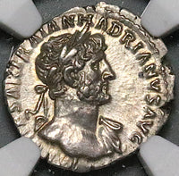 118 NGC Ch XF Hadrian Roman Empire Denarius Aeternitas COS DES III (23101401C)