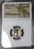 118 NGC Ch XF Hadrian Roman Empire Denarius Aeternitas COS DES III (23101401C)