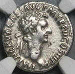 97 NGC Ch VF Nerva Roman Empire Denarius Aequitas Trajan Father (24111301D)