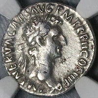 97 NGC Ch VF Nerva Roman Empire Denarius Aequitas Trajan Father (24111301D)