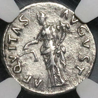 97 NGC Ch VF Nerva Roman Empire Denarius Aequitas Trajan Father (24111301D)