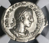 222 NGC AU Severus Alexander Denarius Roman Empire Spes Flower (23060301C)