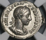 222 NGC AU Severus Alexander Denarius Roman Empire Spes Flower (23060301C)