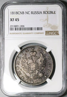 1818 NGC XF 45 Russia Rouble Alexander I St. Petersburg Silver Coin (25031101C)