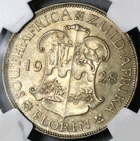 1928 NGC MS 61 South Africa Florin 2 Shillings George V Silver Coin (24082603C)