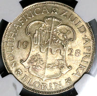 1928 NGC MS 61 South Africa Florin 2 Shillings George V Silver Coin (24082603C)