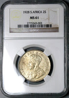 1928 NGC MS 61 South Africa Florin 2 Shillings George V Silver Coin (24082603C)