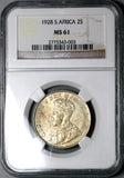 1928 NGC MS 61 South Africa Florin 2 Shillings George V Silver Coin (24082603C)