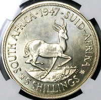 1947 NGC PF 64 South Africa 5 Shillings George VI Proof Springbok Silver Coin (23062802C)