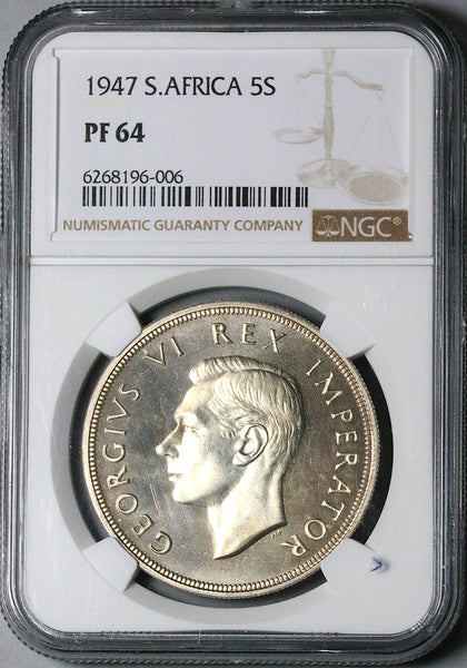 1947 NGC PF 64 South Africa 5 Shillings George VI Proof Springbok