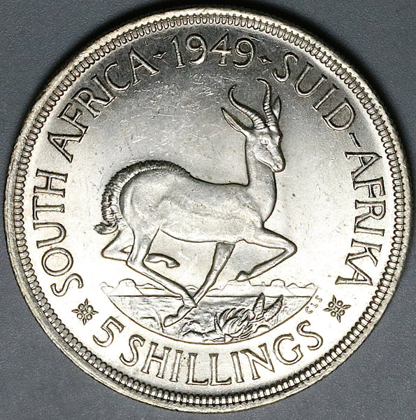 1949 South Africa 5 Shillings BU George VI Crown Springbok Deer Coin (24121105R)