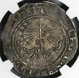 1474 NGC XF 40 Spain Ferdinand Isabella 1 Real Columbus Seville Mint Hammered Silver Coin (25020501D)