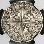 1721-M NGC XF 45 Spain 2 Reales Philip V Colonial Pirate Silver Coin (24070401C)