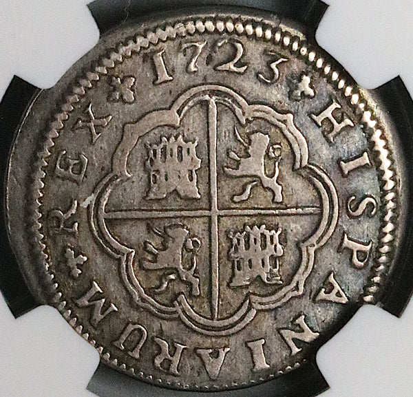 1723-S NGC XF 45 Spain 2 Reales Philip V Seville Mint Silver Coin (23100601C)