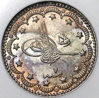 1915 NGC MS 64 Turkey 5 Kurush 1327/7 Reshat Ottoman Empire Silver Coin (24102501C)