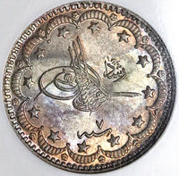 1915 NGC MS 64 Turkey 5 Kurush 1327/7 Reshat Ottoman Empire Silver Coin (24102501C)