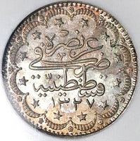 1915 NGC MS 64 Turkey 5 Kurush 1327/7 Reshat Ottoman Empire Silver Coin (24102501C)