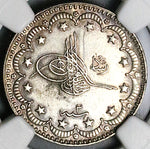 1910 NGC AU 58 Edirne Turkey 5 Kurush Sultan Mint Visit Silver 1327 2 Coin (24072602C)