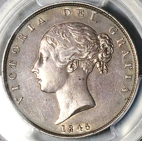 1846 PCGS AU 50 Victoria 1/2 Crown Great Britain Sterling Silver Coin (25020903C)