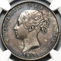 1850 NGC AU 53 Victoria 1/2 Crown Great Britain Sterling Silver Coin (25022306C)