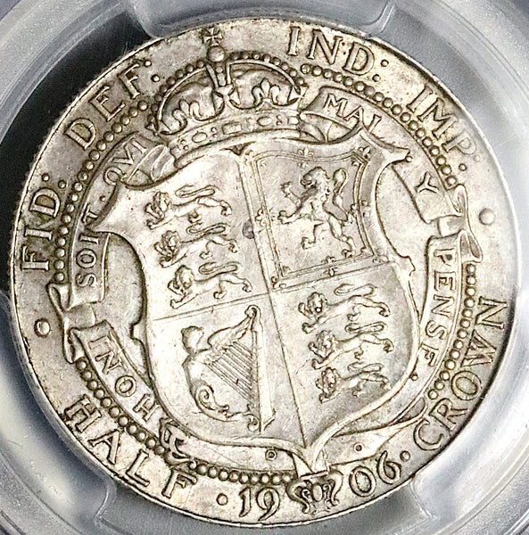 1906 PCGS AU 50 Edward VII 1/2 Crown Great Britain  Silver Coin (25030904C)