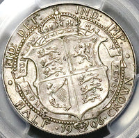 1906 PCGS AU 50 Edward VII 1/2 Crown Great Britain  Silver Coin (25030904C)