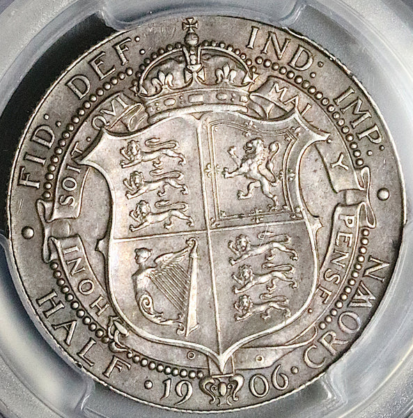 1906 PCGS XF 45 Edward VII 1/2 Crown Great Britain  Silver Coin (25030903C)