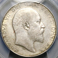 1908 PCGS AU 50 Edward VII 1/2 Crown Great Britain Rare Silver Coin (25021802C)