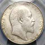 1908 PCGS AU 50 Edward VII 1/2 Crown Great Britain Rare Silver Coin (25021802C)