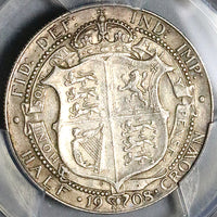 1908 PCGS AU 50 Edward VII 1/2 Crown Great Britain Rare Silver Coin (25021802C)