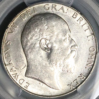 1910 PCGS AU 55 Edward VII 1/2 Crown Great Britain Scarce Silver Coin (25021803C)