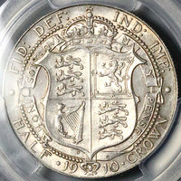 1910 PCGS AU 55 Edward VII 1/2 Crown Great Britain Scarce Silver Coin (25021803C)