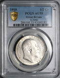 1910 PCGS AU 55 Edward VII 1/2 Crown Great Britain Scarce Silver Coin (25021803C)